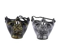 Mikikit Máscara de Esqueleto para Halloween de Plástico, Diseño Completo de Calavera en 2 Piezas, Cómoda Olor para Cosplay y Fiestas Terroríficas