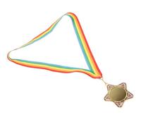 Mikikit Medalla de Metal Dorada para niños con cordón, Premio para Carreras Infantiles y Fiestas Escolares, Medalla unitaria con diseño de Estrella, Accesorio para Eventos Deportivos y Celebraciones