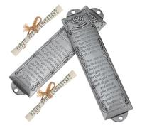 Mikikit Mezuzá de Metal Plata con Texto Grabado para Puerta, Adorno Religioso para Hogar, 2 Piezas con Diseño Artístico y Aspecto Antiguo