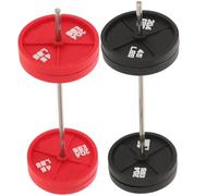 Mikikit Mini Barra de Pesas para Casa de Muñecas 2 Piezas Negro y Rojo Adorno de Entrenamiento en Miniatura Modelo Deportivo Decorativo para Gimnasio en Miniatura Accesorio Lúdico