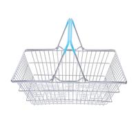 Mikikit Mini Cesta de Hierro para Niños Cesta Compra en Miniatura Azul Claro Tamaño Grande Juguete de Almacenamiento para Carrito de Supermercado para Casa de Muñecas Juguete para Juego