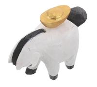 Mikikit Mini Estatua Decorativa de Caballo de Madera Tallada a Mano con Lingote Dorado Figura Pequeña del Zodíaco Chino Escultura Miniatura para Adorno de Mesa y Decoración del Año