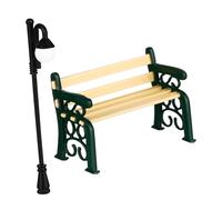 Mikikit Miniature Alloy Park Bench and Curved Street Light Mini Furniture For Dollhouses Gardens Terrariums Compact Decorative Accessories For Miniature Scenes