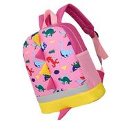 Mikikit Mochila Infantil Dinosaurio Rosa con Estampado Divertido Bolsa Práctica y Resistente con Correa Ajustable para Guardería y Preescolar Almacenamiento Cómodo para Niñas
