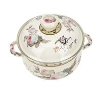 Mikikit Olla de Esmalte para Estofado Olla Binaural de Sopa Cacerola Gruesa Utensilio de .8 Compatible Inducción y Gas Tapa