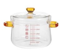 Mikikit Olla de Vidrio Transparente para Cocinar 300 Ml con Doble Asa, Resistente al Calor, Apta para Baño María y Horno, Olla para Guisar y Cocinar Sopa en Cocina Doméstica y Profesional