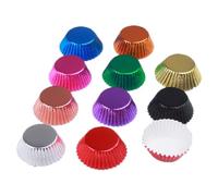 Mikikit Paquete de 200 Moldes para Magdalenas de Papel y Aluminio, Fácil de Montar, Multiusos, Ideales para Cenas de Celebración y Repostería Casera Color Aleatorio