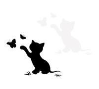 Mikikit Pegatina para Coche en Negro y Blanco Diseño de Gato de Dibujos Animados, Efecto Reflectante y Protección contra Arañazos, Material Pet Pack de 4 Unidades