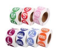 Mikikit Pegatinas de 7 Rollos 3500 Etiquetas de Papel para Ropa Autoadhesivas Redondas Fácil de Usar, Tamaños Xs a Xxxl, para Uso en Hogar y
