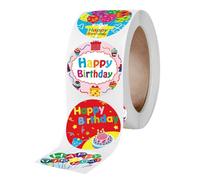 Mikikit Pegatinas de Cumpleaños Redondas 1 Pulgada (2,5 Cm), 500 Unidades Autoadhesivas para Sellado de Regalos, Etiquetas Decorativas para Bolsas, Manualidades y Fiesta