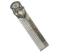 Mikikit Peine de Acero Inoxidable Portátil para Hombres, Peine Anticaspa Dientes Finos, Diseño Estilizado y Fácil para Peinar y Dar Forma Precisa al Cabello