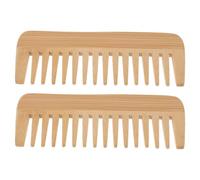 Mikikit Peine de Madera de Dientes Anchos sin Mango, 2 Piezas, para Barba y Cabello Rizado, Desenredante, Textura para Cuidado Masculino y Femenino, Portátil para Viaje, Natural