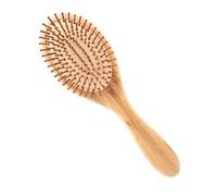 Mikikit Peine de Peluquería Antiestático Masajeador de Cuero Cabelludo, 1 Unidad, Tamaño Redondo, de Bambú Natural, para Cuidado Diario del Cabello