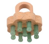 Mikikit Peine Masajeador de Madera Piedra de Jade Verde, Cepillo Cuero Cabelludo, Masaje Facial Portátil para Cuidado Capilar Unisex, Herramienta Natural para Desenredar y Estimular