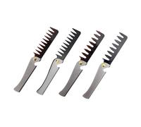 Mikikit Peine Plegable Para Hombres 4 Piezas Acero Inoxidable Vintage Resistente Plegable Para Cabello y Barba Uso Diario Viaje Diseño Compacto Empaquetado