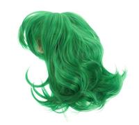Mikikit Peluca Corta Verde Ondulada para Niños Bufanda Creativa, Disfraz Infantil para Cosplay y Fiestas, Cabello Sintético Color Llamativo para Juego de Roles,