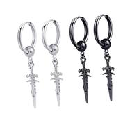 Mikikit Pendientes Estilo Hip Hop Para Pareja, Clip Metálico 4 Piezas, Accesorio De Oreja Negro y Plata, Unisex, Moda Urbana y Casual, Ligero y Cómodo Para Uso Diario