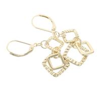 Mikikit Pendientes Geométricos Colgantes de Doble Capa Pendientes Cuadrados Dorados Plisados Accesorios Ligeros para Mujer en Fiestas Bodas y Graduaciones