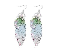Mikikit Pendientes Largos para Mujer Alas Creativas de Imitación de Cigarra, Material Plástico, Fáciles de Llevar, Ideales para Bodas y Fiestas