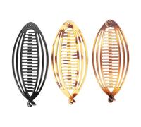 Mikikit Pinzas de Plátano para Cabello Fino 3 Piezas Pequeñas Diseño Hueco PC Negro y Ámbar Multiusos para Mujer y Niña Accesorios para Peinados