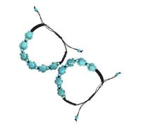 Mikikit Pulsera De Joyería Turquesa Tejida Diseño De Tortuga Para Mujer y Hombre, Accesorio Decorativo Hecho a Mano, Color Turquesa, Paquete De 2 Piezas, Moda Casual y Obsequio Original