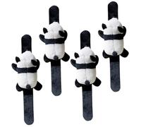 Mikikit Pulseras de Peluche Panda 4 Piezas para Niños, Muñequera Ajustable, Bandas de Bofetadas Divertidas para Fiestas y Juegos Infantiles