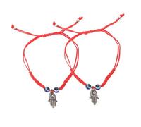 Mikikit Pulseras Del Mal De Ojo Ajustables De Hilo Rojo Para Hombre y Mujer, Protección Mala Suerte, Diseño Dos Cuentas y Mano Creativa, Tamaño Regulable, Accesorio Para Uso Diario y Fiestas