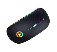 Mikikit Ratón Inalámbrico RGB Silencioso Luz de Colores, Carga Inalámbrica, Material Abs, 4 Teclas, Adecuado para Uso Profesional y Juegos de Computadora