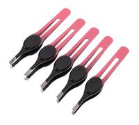 Mikikit Recortadores de Cejas Acero Inoxidable 5 Piezas Almohadilla Adhesiva Antideslizante, Pinzas para Depilar y Moldear Cejas, Kit para Uso en Salón y Cuidado Personal Color Aleatorio