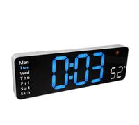 Mikikit Reloj Digital LED de Pared Multifunción con Termómetro y Regresiva Luz Pantalla Grande Visible para Dormitorio Oficina y Sala de