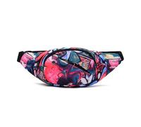 Mikikit Riñonera Casual Multifunción y Antirrobo para Mujer Deportiva de Poliéster y Lona Estampado Artístico para Deportes al Aire Libre