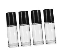 Mikikit Set de 4 Botellas Rellenable de Vidrio de 30 Ml Roll-on Anti-fugas para Aceites Esenciales, Portátil y Práctico para Uso en Casa y Viajes