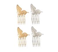 Mikikit Set de 4 Peinetas de Aleación Diseño de Mariposa Cabello, Accesorio de Moda Delicado en Color Dorado y Plata para Uso Diario y Fiestas