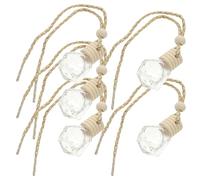 Mikikit Set de 5 Frascos de Perfume para Coche de 8 Ml en Vidrio y Madera, Difusores Colgantes Reutilizables Diseño Delicado para Mejorar la Claridad Mental y Relajar Cuerpo y Espíritu