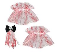 Mikikit Sombreros de Halloween Conjunto de Tocado Sangriento y Muñequeras para Accesorios de Cosplay de Novia Vampiro para Bailes de Graduación y Carnavales Pinzas Espeluznantes