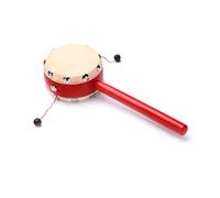 Mikikit Sonajeros de Piel de Oveja para Ñiño 7 Cm Mango de Madera Rojo, Juguete Tradicional Chino para Estimular Audición y Coordinación Motora, Paquete de 2 Piezas