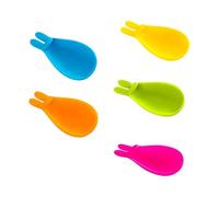 Mikikit Soporte para Bolsitas de Té de Silicona Flexible Colgador de Té Diseño de Conejo 5 Colores Amarillo Verde Azul Naranja Fucsia para Uso Casa y Oficina Práctico y Resistente