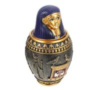 Mikikit Tarro de Almacenamiento Egipcio Canópico Resina Decorativa con Relieves Aleatorios Adorno Temático para Hogar y Escultura Paisajística de Alta Artesanía Estilo Varios estilos