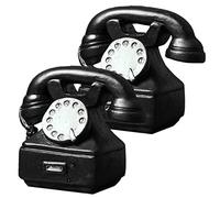 Mikikit Teléfono Decorativo Adorno Elegante de Resina Vintage Negro 2 Piezas Diseño Retro y Ambiente Artístico para Decoración del Hogar y Oficina