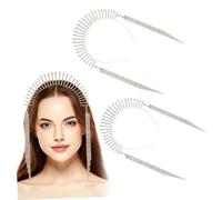 Mikikit Tiaras para Mujeres de Diosa Gemas de Imitación, Set 2 Unidades, Tamaño Único, Diseño Brillo, Accesorios para Bodas y Fiestas, Colores Oro y Plata