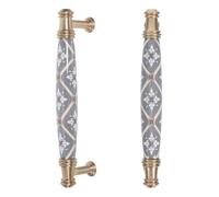 Mikikit Tiradores de Cerámica para Armario Estilo Chino Moderno, Diseño Curvo, Fácil Instalación, Agarre Cómodo y Distancia entre Orificios de 128mm, Pack de 2 Piezas para Decoración