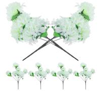 Mikikit Unidades de Ramo de Crisantemos Artificiales para Cementerio Flor Falsa de Larga Duración Bouquet de Flores para Adorno Funerario Memorial Color Blanquecino