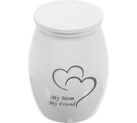Mikikit Urna Pequeña para Cenizas Humanas en Metal 40X30 MM Diseño Doble Corazón Grabado Urna Conmemorativa Portátil para Recuerdo y Almacenamiento de Cenizas