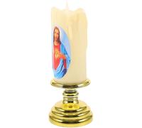 Mikikit Vela LED sin Llama Luz Decorativa de Pilas, Cónica Transparente de Cristal, Vela Religiosa de Jesús para Oración y Decoración Segura en Hogar y Fiesta
