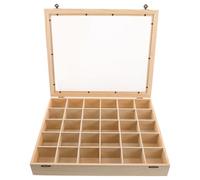 Mikikit Vitrina de Madera para Minerales con 30 Compartimentos, Caja Organizadora con Tapa Transparente, Exhibidor para Coleccionistas, Almacenamiento Educativo para Muestras de Rocas y