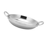 Mikikit Wok De Acero Inoxidable 26 Cm Doble Asa Resistente Antideslizante Para Cocina Doméstica y Ollas Calientes Reutilizable