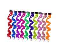 Mikinona 10 Piezas Extensiones Clip de Colores Degradados Mechones Coloridos para Mujeres de Usar Daños para Fiestas Color Aleatorio