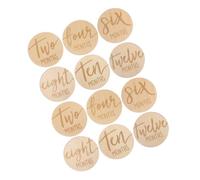 Mikinona 12 Piezas Tarjetas Mensuales de Crecimiento Redondas de Doble Cara Marcadores Mensuales de Madera para Bebés para Registrar Logros de Desarrollo el Cuarto