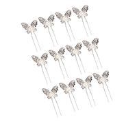 Mikinona 12piezas Palillos Pelo Novia Horquillas u Plateadas Vintage Imitación Gemas