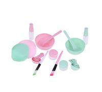 Mikinona 2 Juegos Tazón y Brocha para Set de Herramientas de Silicona Color Rosa Aleatorio para Mujeres Incluye Cucharilla y Puff Limpiador Color Aleatorio